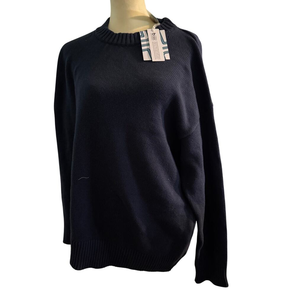 Market & Spruce Cotton Crewneck Sweater, Indigo, Cozy Ribbed, Plus Size 2XL, NWT